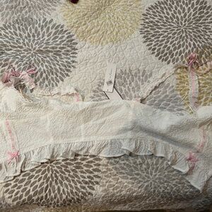 All in Favor White Ruffled Slip Dress with Pink Bow Accent